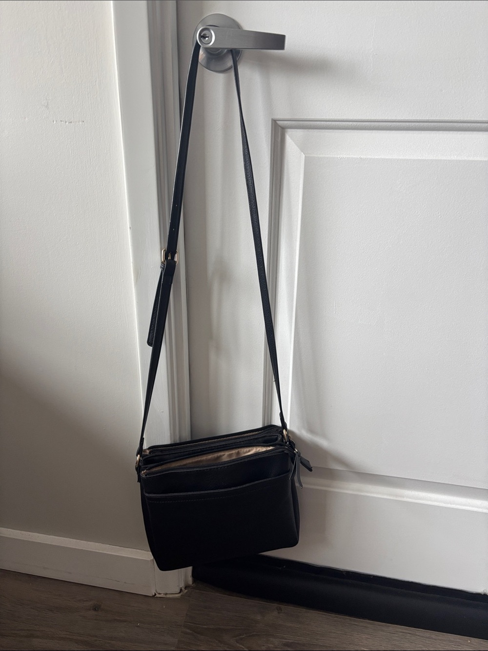 SAS Black Leather Crossbody Bag
